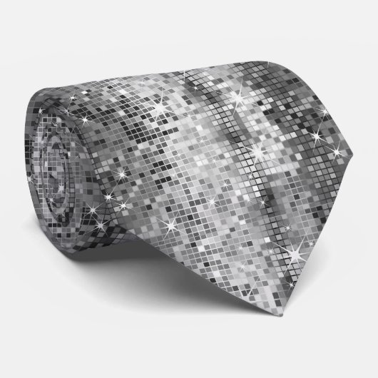 Metallische Silver Sequins Look Disco Glitzer & Sp Krawatte (Gerollt)