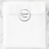 Metallische Silver Shine Custom Monogram Stickers (Tasche)