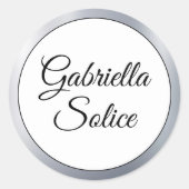 Metallische Silver Shine Custom Monogram Stickers (Vorderseite)