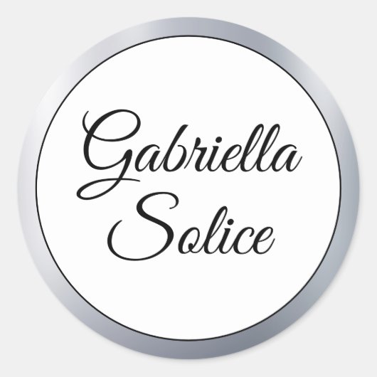 Metallische Silver Shine Custom Monogram Stickers (Vorderseite)