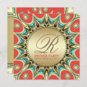 Metallische Sonnenblume Goldene Abendessen Party E Einladung (Vorne/Hinten)