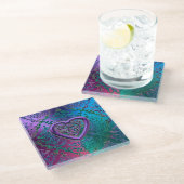 Metallische Spitze mit keltischem Herz-Untersetzer Glasuntersetzer (Schrägansicht)