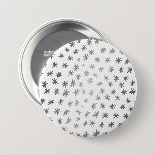 Metallische Sterne - silber Button (Vorne & Hinten)