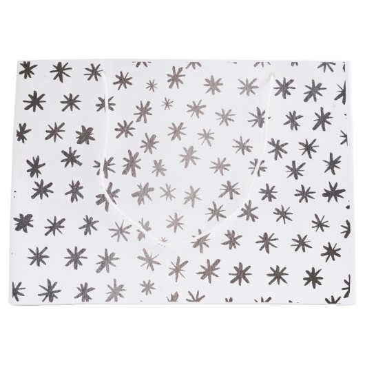 Metallische Sterne - silber Große Geschenktüte (Vorderseite)