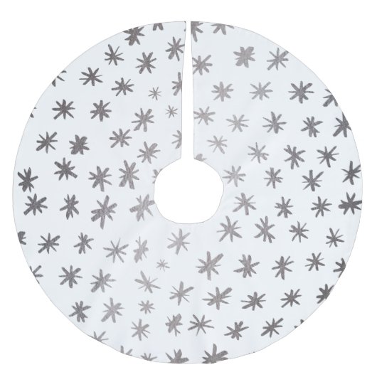 Metallische Sterne - silber Polyester Weihnachtsbaumdecke (Vorderseite)