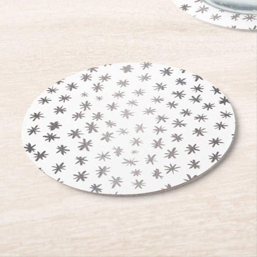 Metallische Sterne - silber Runder Pappuntersetzer (Angewinkelt)