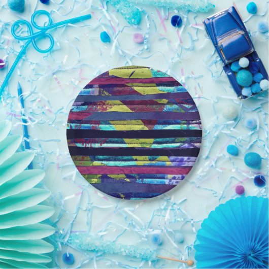 Metallische Streifen Pappteller (Party)