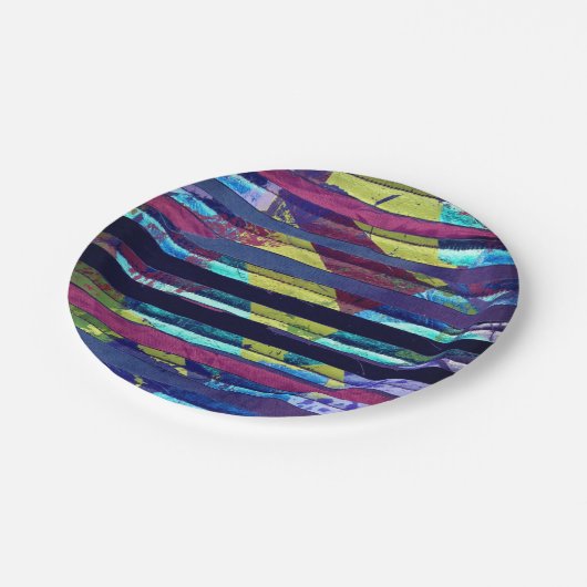 Metallische Streifen Pappteller (Schrägansicht)