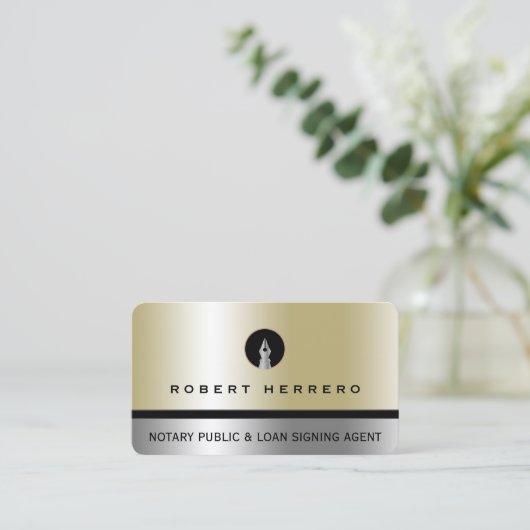 Metallische Textur aus Gold und Silber-Imitat Visitenkarte (Stehend Vorderseite)