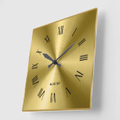 Metallische Textur Gold Grenze römische Zahlen Quadratische Wanduhr (Winkel)