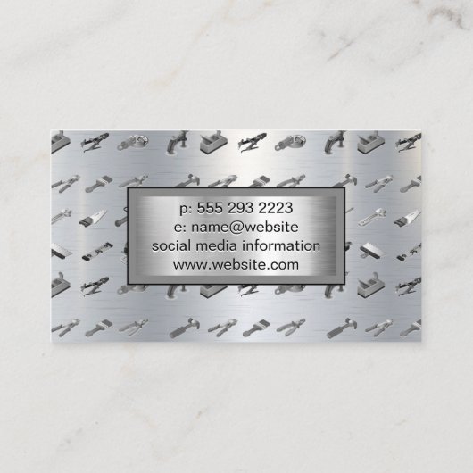 Metallische Textur | Hardware-Tools Visitenkarte (Rückseite)