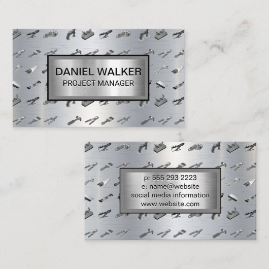 Metallische Textur | Hardware-Tools Visitenkarte (Vorne/Hinten)