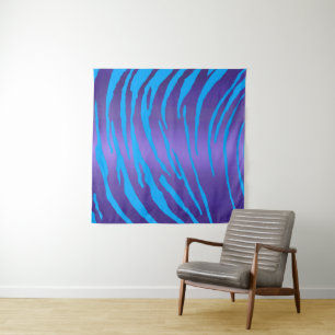 Metallische Tiger Streifen Lila blau Wandteppich