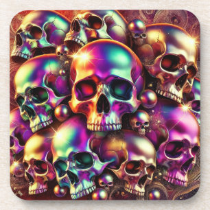 Metallische Totenkopf-Hartplastik-Unterlage Getränkeuntersetzer