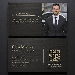 Metallische Transportwagen-QR-Code-Foto Schwarz & Visitenkarte