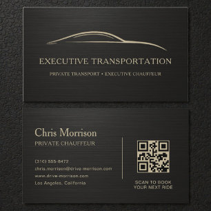 Metallische Transportwagen-QR-Code Schwarz & Gold Visitenkarte