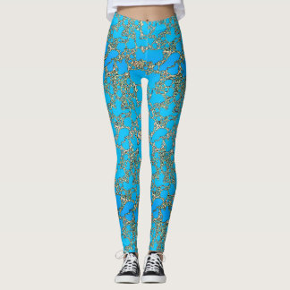 Metallische Türkis-Entwurfs-Leggings Leggings