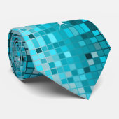 Metallische türkisfarbene Sequins Look Disco Mirro Krawatte (Gerollt)