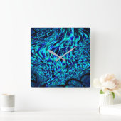 Metallische und krüge Täuschung, blau bis grün Quadratische Wanduhr (Zuhause)
