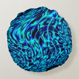 Metallische und krüge Täuschung, blau bis grün Rundes Kissen