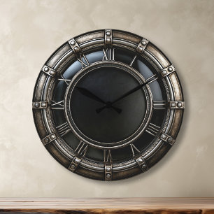 Metallische und schwarze runde Uhr