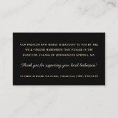 Metallische Vintage Skep Hive Imker Visitenkarte (Rückseite)