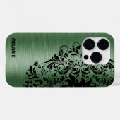 Metallische Waldgrün Textur schwarze Spitzen & Tex Case-Mate iPhone Hülle (Rückseite (Horizontal))