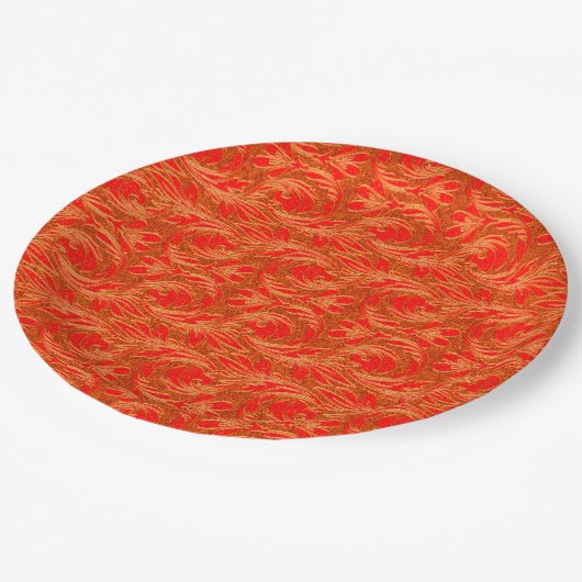 Metallische Waves-Orange-PAPER-PARTY-TELLER Pappteller (Schrägansicht)