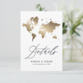 Metallische Weltkarte RSVP Karte (Stehend Vorderseite)