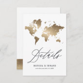 Metallische Weltkarte RSVP Karte (Vorne/Hinten)