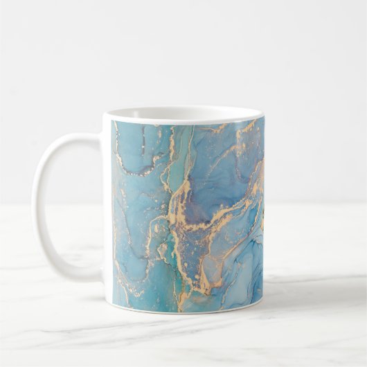 Metallische Wirbel: Abstrakte Fluid Art Kaffeetasse (Links)