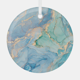 Metallische Wirbel: Abstrakte Fluid Art Ornament Aus Glas