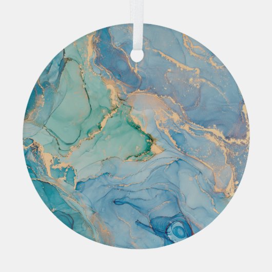 Metallische Wirbel: Abstrakte Fluid Art Ornament Aus Glas (Rückseite)