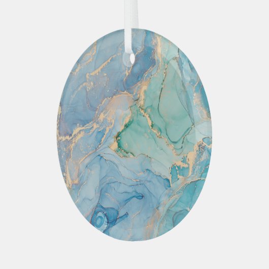 Metallische Wirbel: Abstrakte Fluid Art Ornament Aus Glas (Vorderseite links)