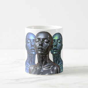 Metallische Zukunftsfrauen Kaffeetasse