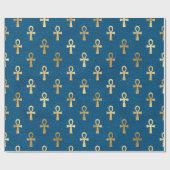 Metallischer ägyptischer Ankh auf Blau Geschenkpapier (Flach)