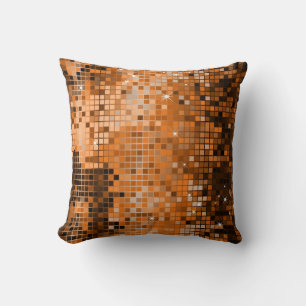 Metallischer Amber Sequins Glitzer Abstrakt Pixel  Kissen