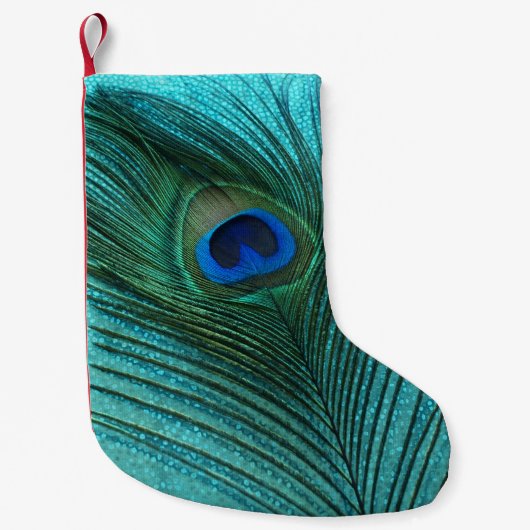 Metallischer Aqua-Blau-Pfau Kleiner Weihnachtsstrumpf (Vorderseite)