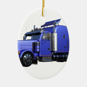 Metallischer Blau-halb Sattelzug-LKW Keramik Ornament