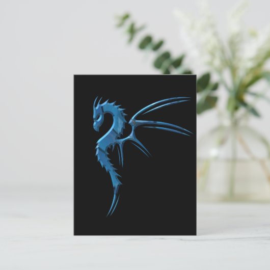 Metallischer blauer Drache Postkarte (Stehend Vorderseite)