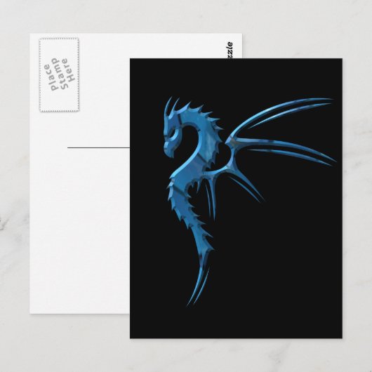 Metallischer blauer Drache Postkarte (Vorne/Hinten)