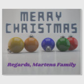 Metallischer blauer Schriftart und Ornamente Weihn Geschenkpapier (Flach)