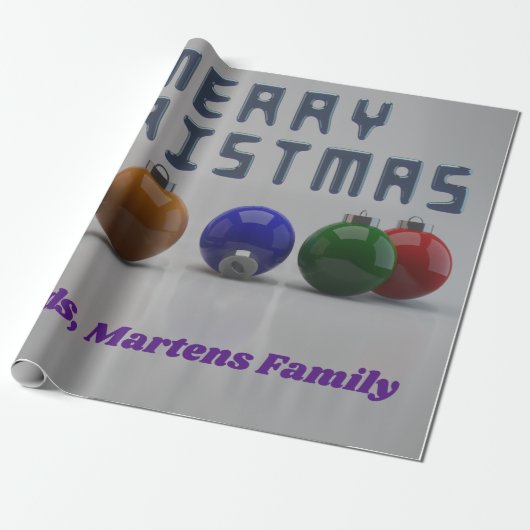 Metallischer blauer Schriftart und Ornamente Weihn Geschenkpapier (Ungerollt)