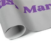 Metallischer blauer Schriftart und Ornamente Weihn Geschenkpapier (Rolleneckpunkt)