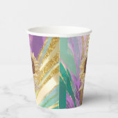 Metallischer Blumenhintergrund Sonnenblumen Papier Pappbecher (Rechts)