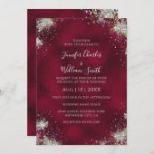 Metallischer Burgundy Holographic Glitzer Moderner Einladung (Vorne/Hinten)