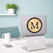 Metallischer Button-Cutout für den personalisierte Aufkleber (Laptop auf Schreibtisch)
