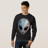 Metallischer Chrome-Alien-Kopf Retro Y2K Science-F Sweatshirt (Vorne ganz)