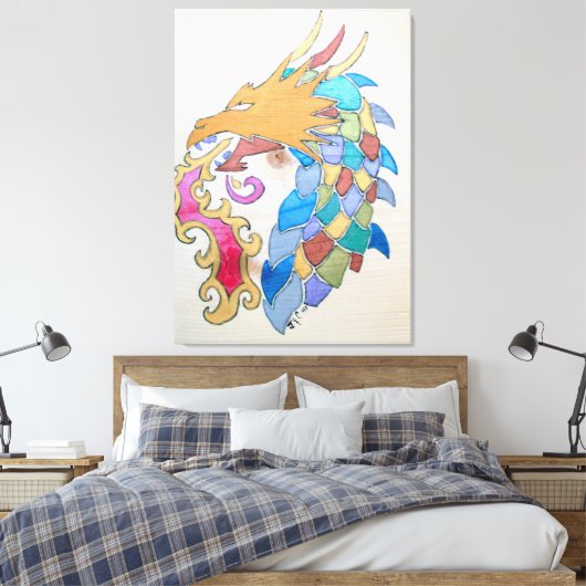 Metallischer Drache auf Leinwand (Insitu (Schlafzimmer))