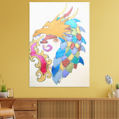 Metallischer Drache auf Leinwand (Insitu (Wohnzimmer))